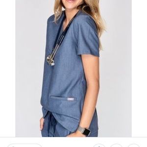 Heather Denim Figs Scrub Set